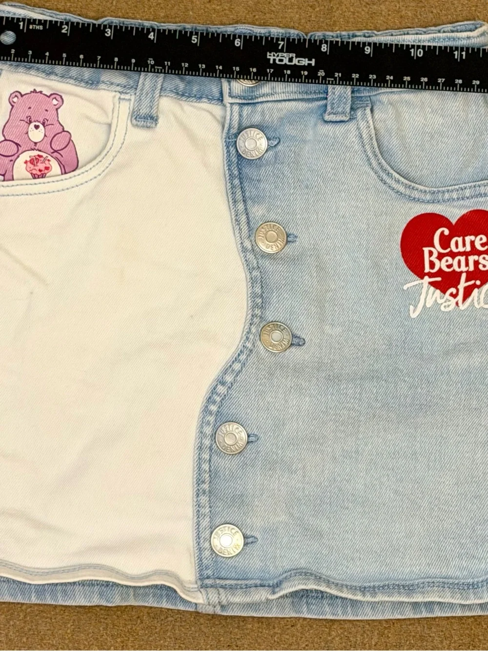 Care Bears Justice Two-Tone Denim Skirt - Pink & Light Blue Girls Size M/10